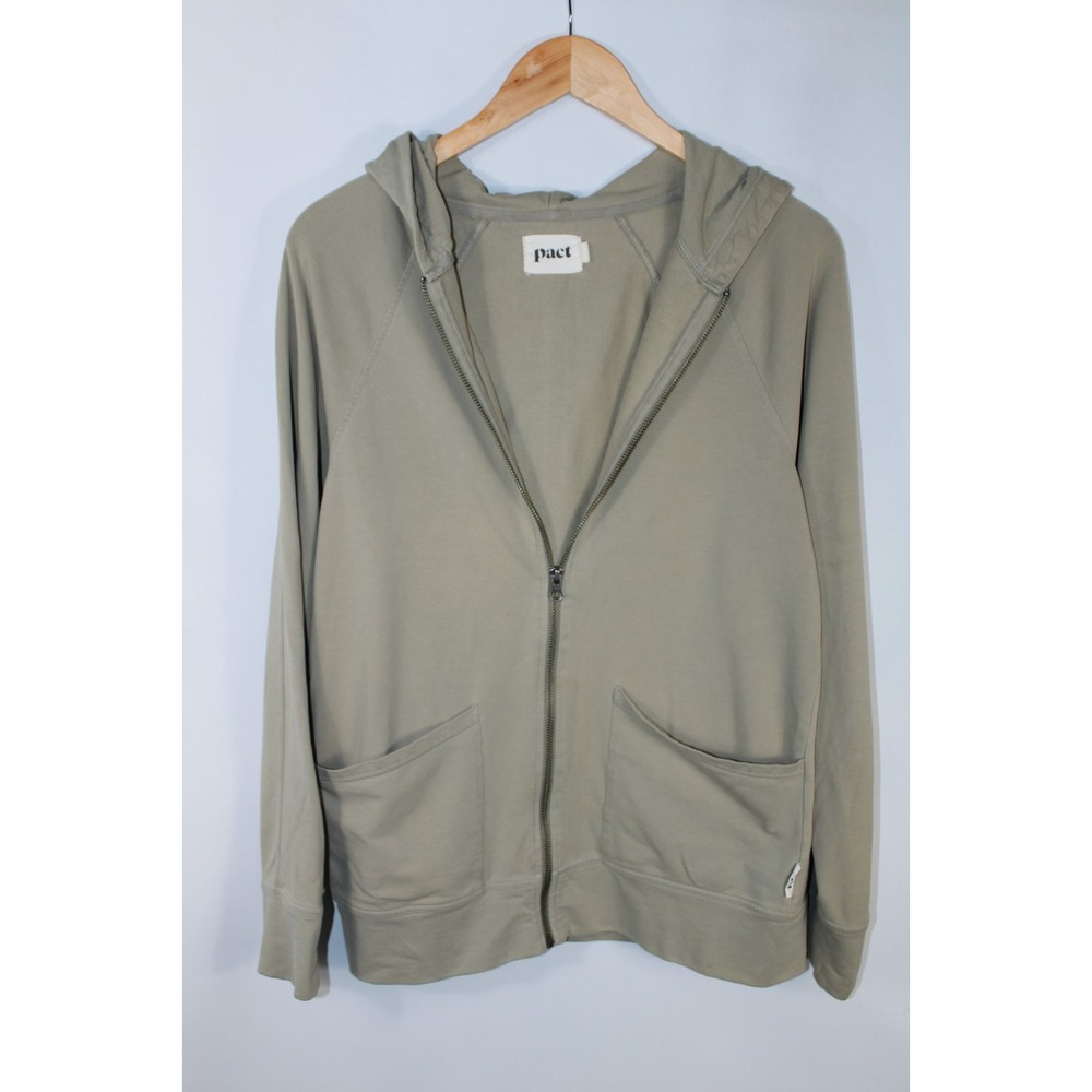 Pact Men's Small Olive Green Stretchy Full Zip Hoodie